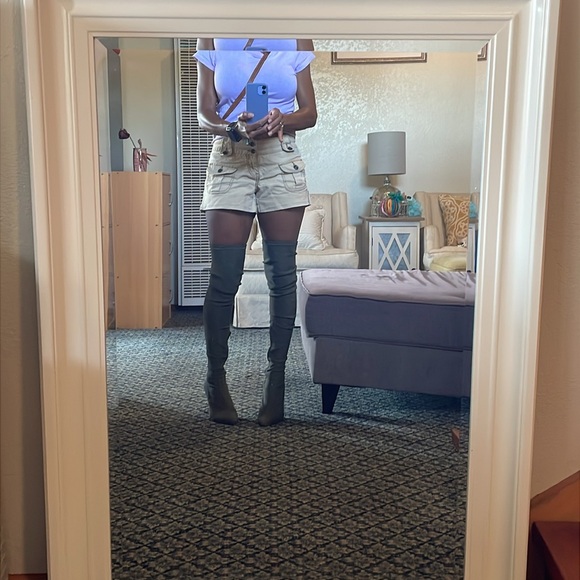 Topshop thigh-high autumn green boots - EU Size 38 (US 8) - Picture 4 of 9